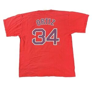 Red Sox Ortiz 34 Majestic MLB T-Shirt XL Red Vintage Sports Fan Classic Tee